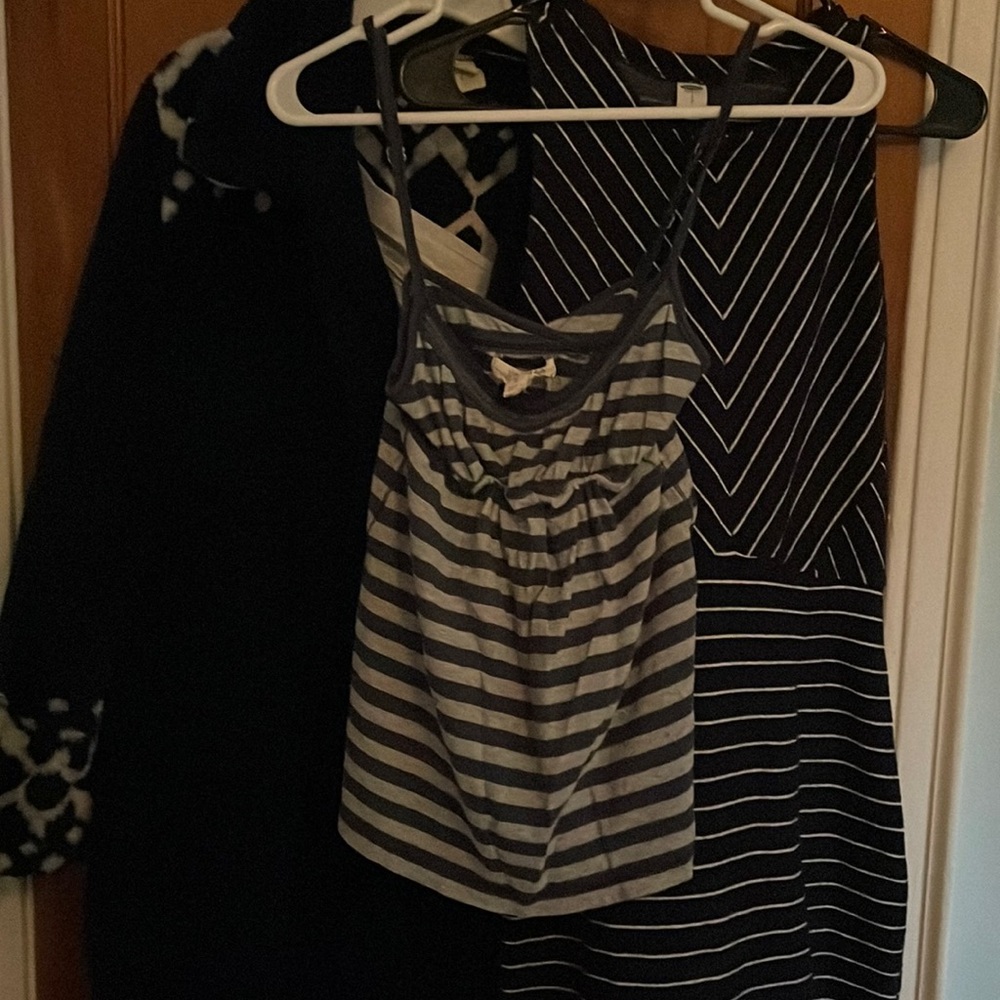 Hollister tank top, straps adjustable, lace detail, a line cut, striped